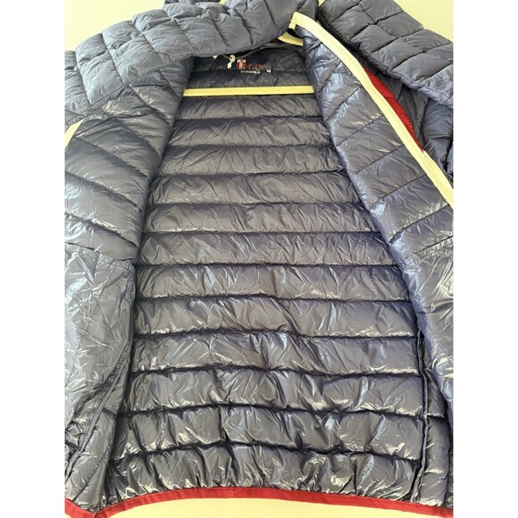 Scandinavian Explorer mens M packable Jacket Full Zip Puffer Red blue white down - Picture 13 of 15